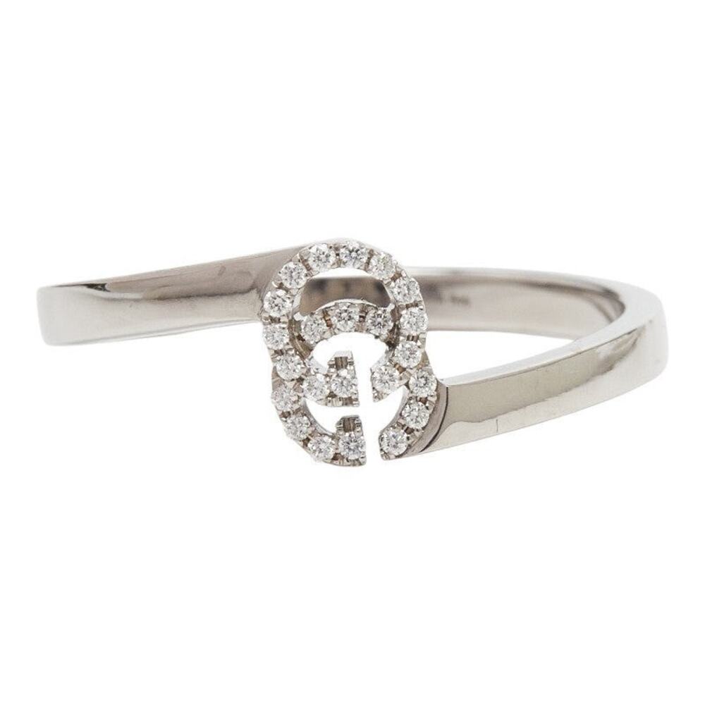 Gucci GG Running Diamond 18K White Gold Ring Silver